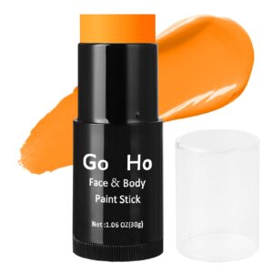 go ho cream-blendable orange face paint stick (1.06 oz),orange full body paint makeup stick for adults children halloween cosplay sfx makeup,waterproof orange eye black stick