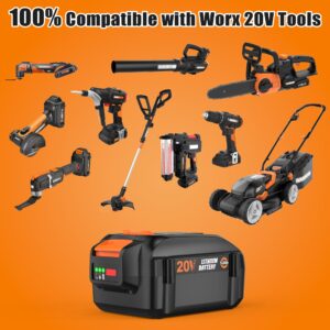 S SKSTYLE 5.0Ah for Worx Battery 20v fit for Worx 20 Volt Cordless Power Tools WA3578 WA3520 and More, Battery with Fuel Gauge
