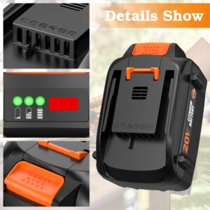 S SKSTYLE 5.0Ah for Worx Battery 20v fit for Worx 20 Volt Cordless Power Tools WA3578 WA3520 and More, Battery with Fuel Gauge