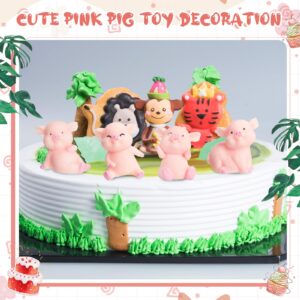 Lenwen 50 Pcs Cute Pink Pig Toy Figures Resin Miniature Pig Figurines Miniature Pig Cake Toppers for Cake Decoration, Home Decor, Mini Garden Decoration, Table Centerpieces, DIY Crafts