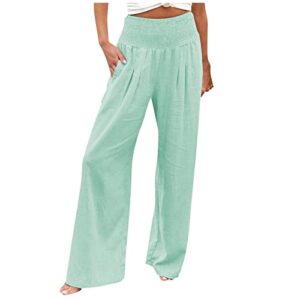 wide leg pants for women orders placed by me boho pants for women trendy lounge palazzo beach lightweight recent orders placed by me loose womens pants for work business casual(c mint green,x-large)