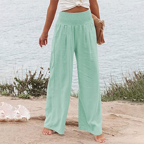 Wide Leg Pants for Women Orders Placed By Me Boho Pants for Women Trendy Lounge Palazzo Beach Lightweight Recent Orders Placed By Me Loose Womens Pants for Work Business Casual(C Mint Green,X-Large)