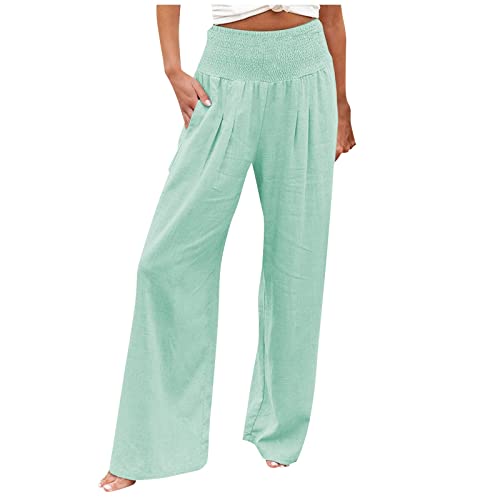 Wide Leg Pants for Women Orders Placed By Me Boho Pants for Women Trendy Lounge Palazzo Beach Lightweight Recent Orders Placed By Me Loose Womens Pants for Work Business Casual(C Mint Green,X-Large)