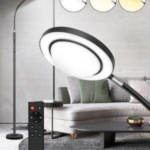 YIKBIK LED Floor Lamp for Bedroom, 24W 2400LM 74 Inch Standing Lamp with 3 Color Temperatures, Modern floor Reading Lamp with Remote & Touch Control, Adjustable gooseneck floor lamp for Office Reading