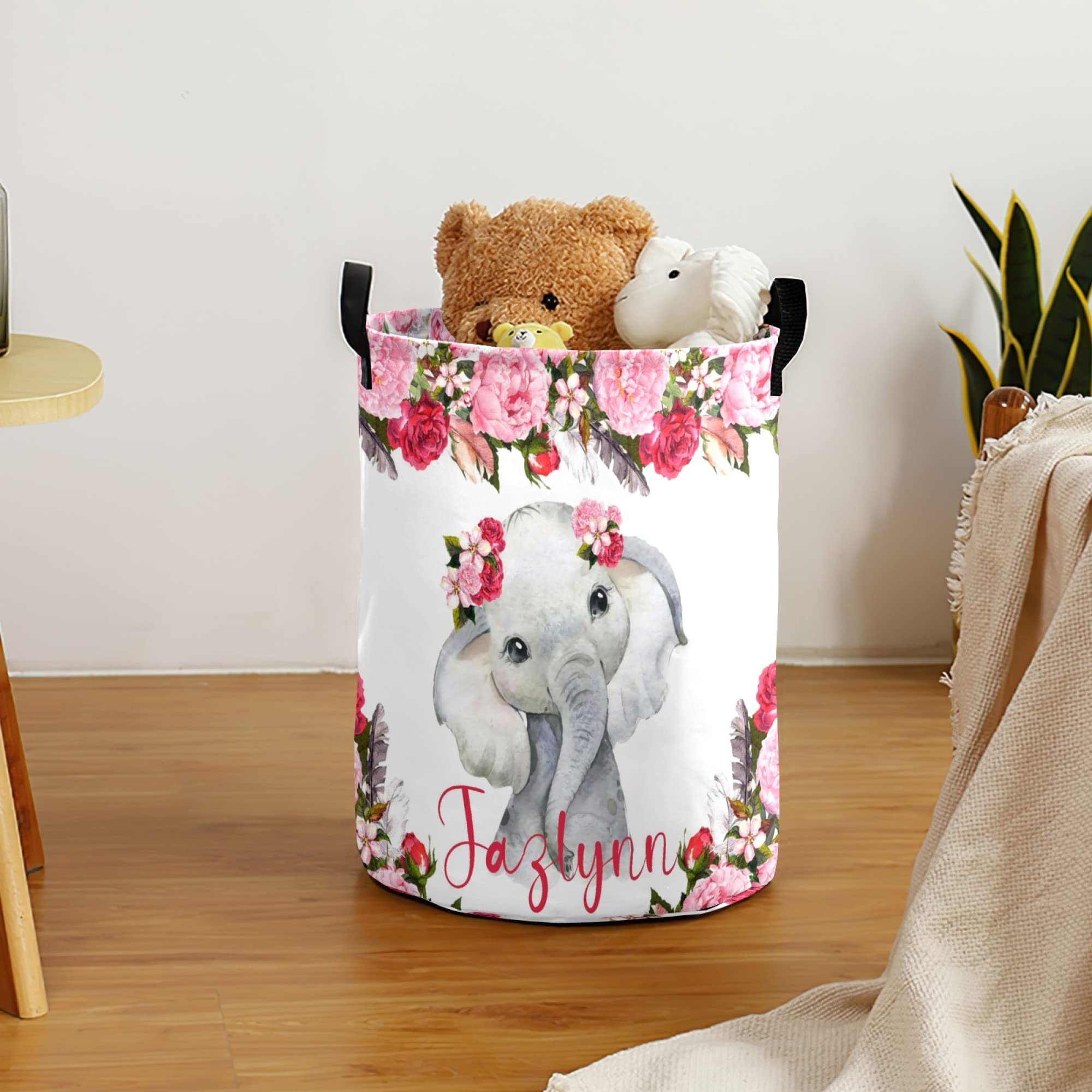 Personalized Laundry Basket with Name Custom Baby Hamper Collapsible Organizer Storage Bedroom Decor for Girls Adults Women (03)