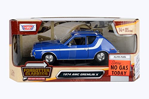 Motormax 1974 AMC Gremlin X 1:24 Scale Diecast Model Forgotten Classics Series 79045 Blue