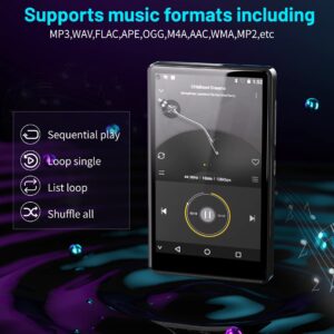 72GB MP3 Player Bluetooth with Spotify Kids,Spotify,Audible,Browser(Removable),Amazon Music,4.0" IPS MP4 Music Player Up to 256GB (Black1)