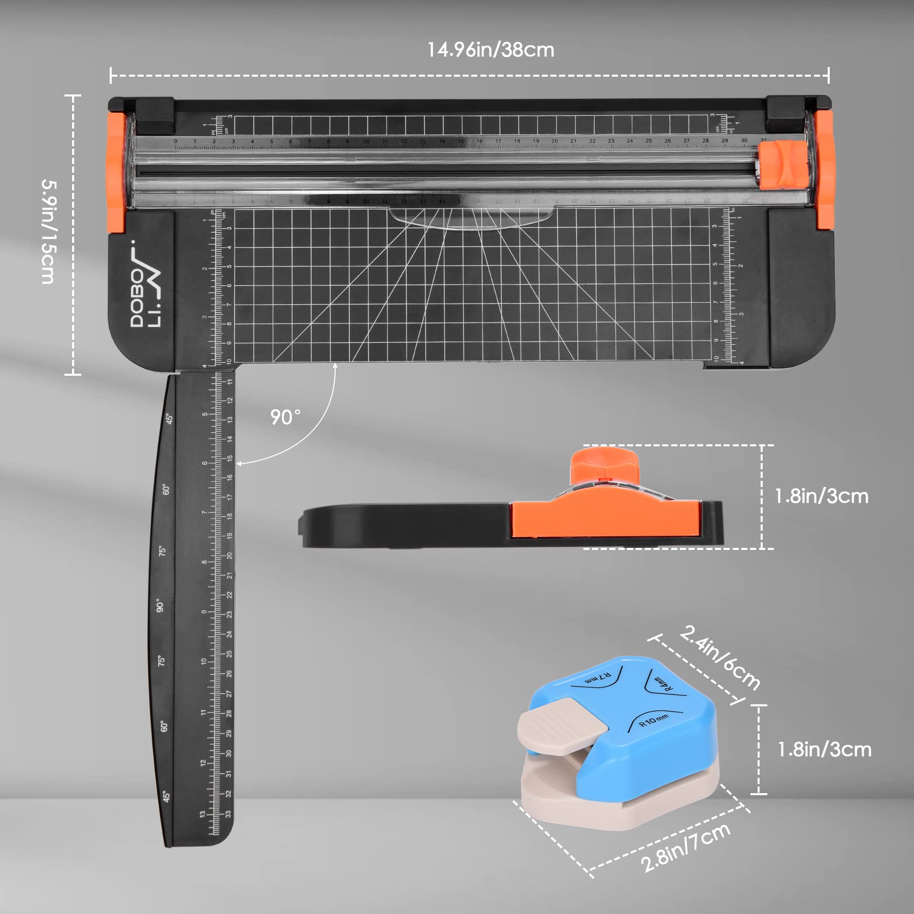 Office Supplies Set, Include 12 Inch Paper Cutter，Replacement Blade*2，3 in 1 Corner Rounder Punch, Corner Cutter，Steel Rulers, 6 inch and 12 inch，Hole Punch*1,Small Business Supplies