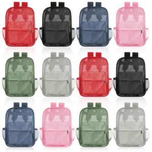 amylove 12 pcs bulk mesh backpacks bulk mesh bookbag for school beach backpack for school kids backpack beach bag(multicolor)