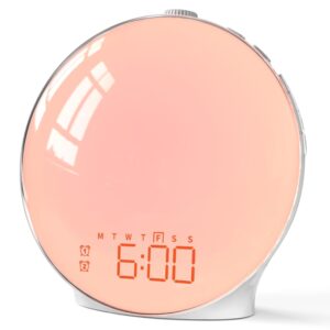 momilla sunrise alarm clock, wake-up light compatible with alexa, dual alarms with fm radio, snooze function for heavy sleepers, adults&kids- alarm clock standard version