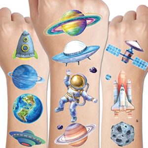charlent glitter galaxy temporary tattoos for kids - 12 sheets glitter outer space tattoos for boys girls birthday party favors goodie bag fillers