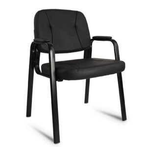 clatina office reception guest chair with bonded leather padded arm rest modern style for waiting conference room black 1 pack