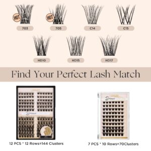 LASHVIEW DIY Cluster Eyelash Extensions Reusable Individual Lashes Super Thin Band & Soft (D17-D)