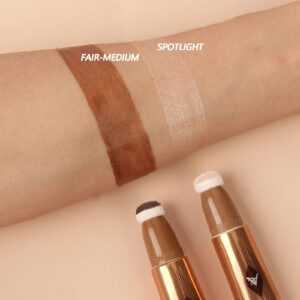 Anglicolor Contour Stick With Cushion Applicator,Liquid Contour Wand Long Lasting,Cream Contour Smooth Lightweight Blendable,Liquid Bronzer For Face Natural Matte Finish(#02 Fair Medium)