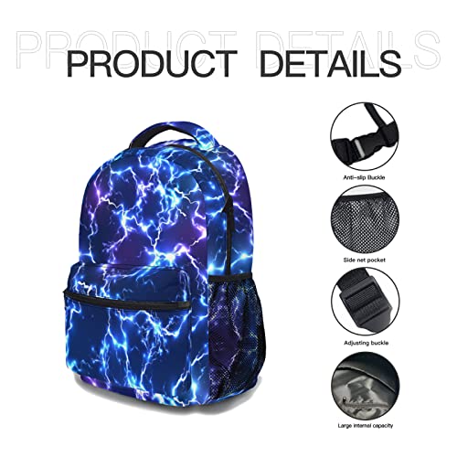 aportt Blue Backpack for Boys Girls Cool Lightning Durable Casual Basic Kids Bookbag Lightweight School Bag for Teens Students Travel Hiking Camping Daypack