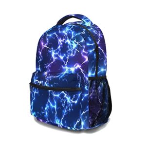 aportt Blue Backpack for Boys Girls Cool Lightning Durable Casual Basic Kids Bookbag Lightweight School Bag for Teens Students Travel Hiking Camping Daypack