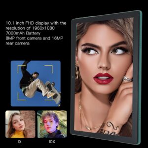 Pomya 10.1 Inch FHD Tablet, 5G WiFi Tablet for Android12, 8GB RAM 256GB ROM, 4G LTE Calling Tablet with 8MP 16MP Camera, 7000mAh Type C Octa Core Tablet for Daily Use