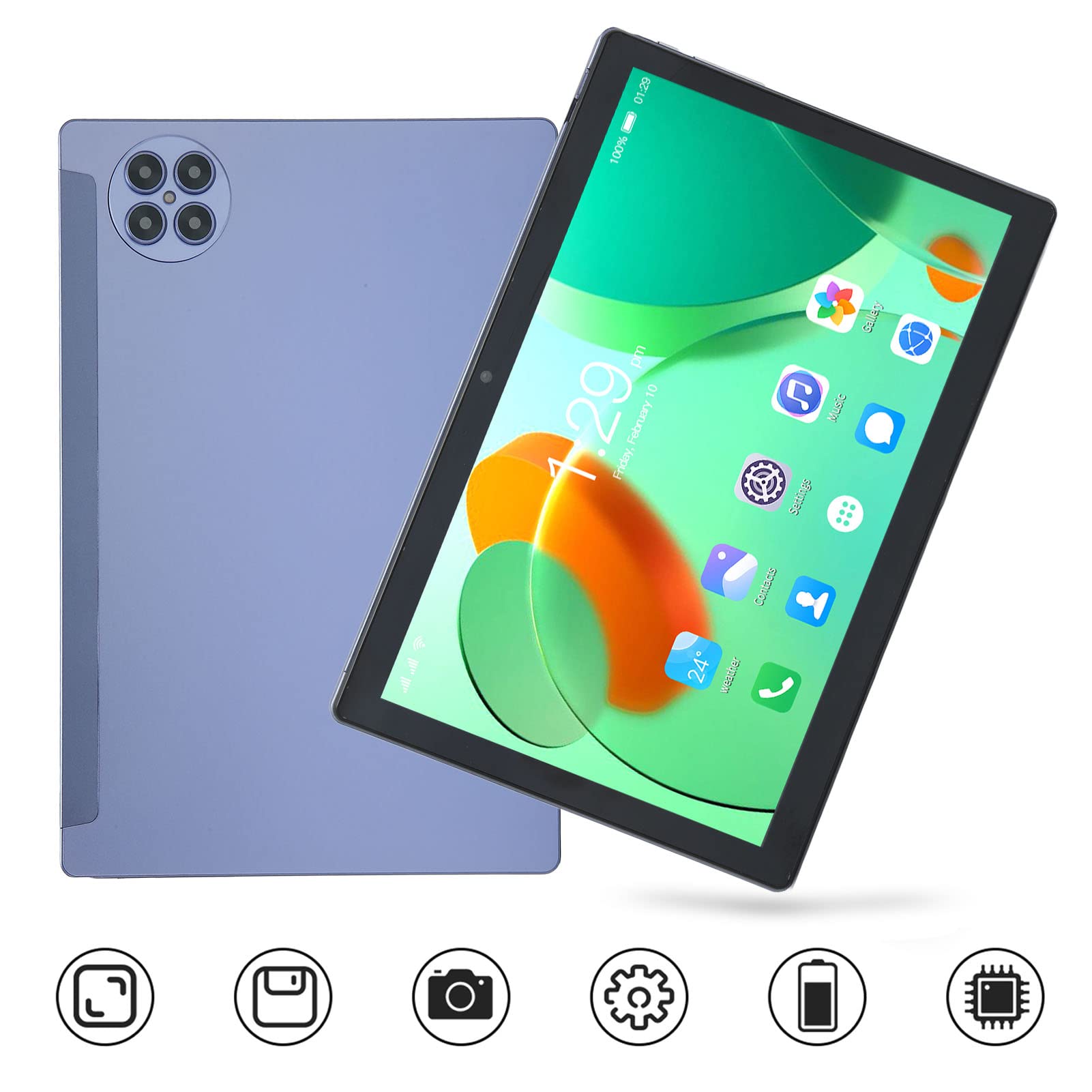 Pomya 10.1 Inch FHD Tablet, 5G WiFi Tablet for Android12, 8GB RAM 256GB ROM, 4G LTE Calling Tablet with 8MP 16MP Camera, 7000mAh Type C Octa Core Tablet for Daily Life
