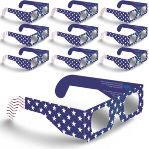 solar eclipse glasses (10 pack) iso 12312-2 compliant, aas recognized, for safe direct sun viewing of april 8, 2024 total solar eclipse in usa