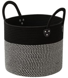 joybest cotton rope storage basket, blanket basket for organizing, small laundry basket with handle, 28l baby nursery hamper for toys shoes clothes towels 14x12 inches