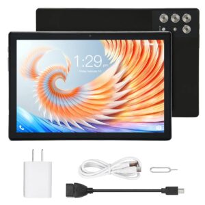 DAUZ 10.1 Inch Tablet Black 8MP Front 16MP Rear 100-240V for Android 12 for Learning (US Plug)