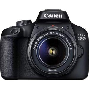 canon eos 3000d with canon 18-55 lens dslr camera, international version - black (renewed)