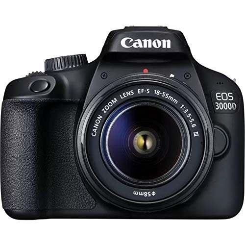 Canon EOS 3000D with Canon 18-55 Lens DSLR Camera, International Version - Black (Renewed)