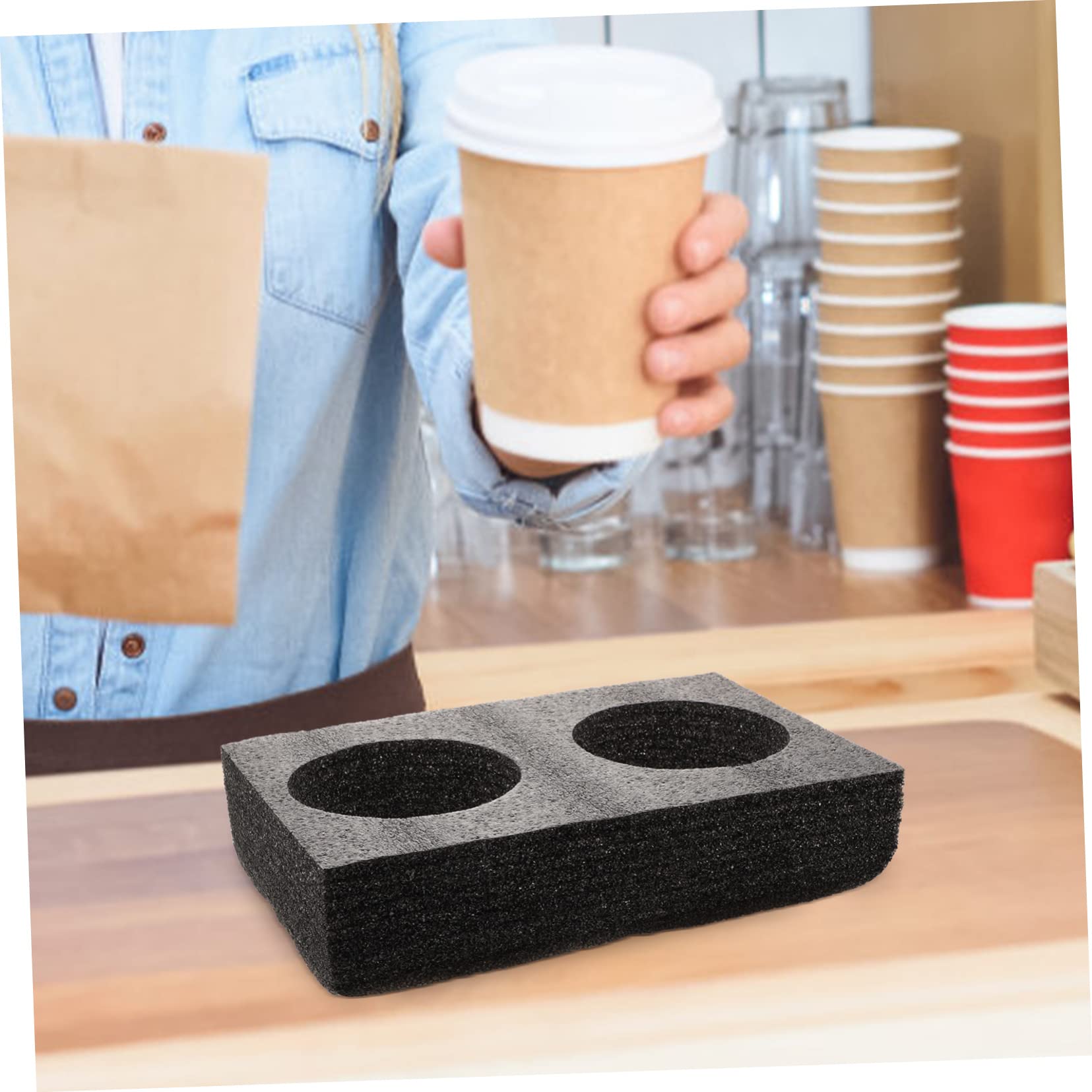 YARNOW 2pcs Takeaway Cup Holder Beer Pong Pool Float Door Dash Clip on Cup Holder Dish Carrier 2 Bowls Holder Tray Coffee Carrier Tray Reusable Drink Epe Pearl Cotton Refreshments Basket
