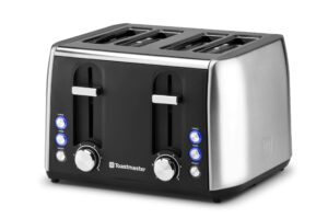toastmaster 4-slice fast toaster, stainless and black, tm-49ts