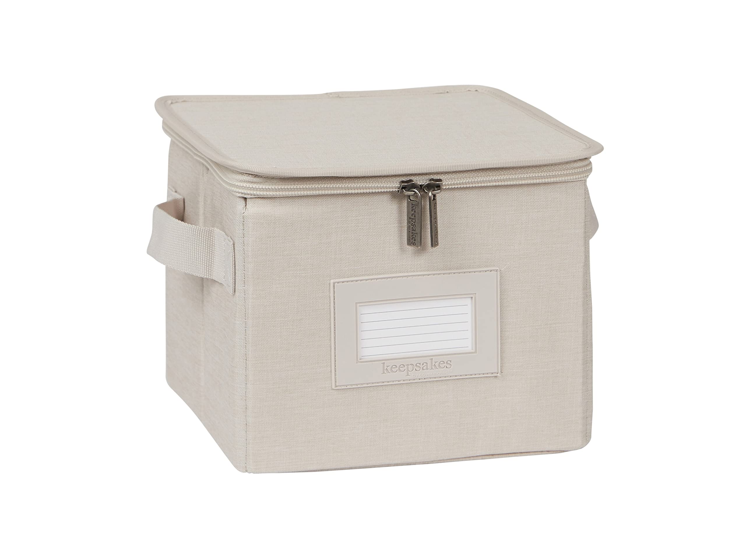 Covermates Keepsakes - Zip-Top Storage Box - Heavy Duty Polyester- Reinforced Handles - Stackable Design - Indoor Storage-Beige Heather