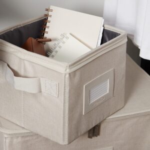 Covermates Keepsakes - Zip-Top Storage Box - Heavy Duty Polyester- Reinforced Handles - Stackable Design - Indoor Storage-Beige Heather