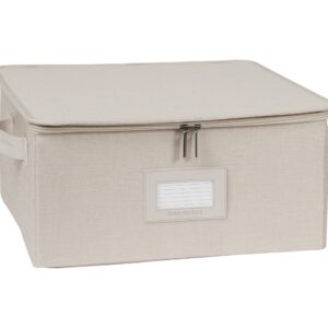 Covermates Keepsakes - Zip-Top Storage Box - Heavy Duty Polyester- Reinforced Handles - Stackable Design - Indoor Storage-Beige Heather