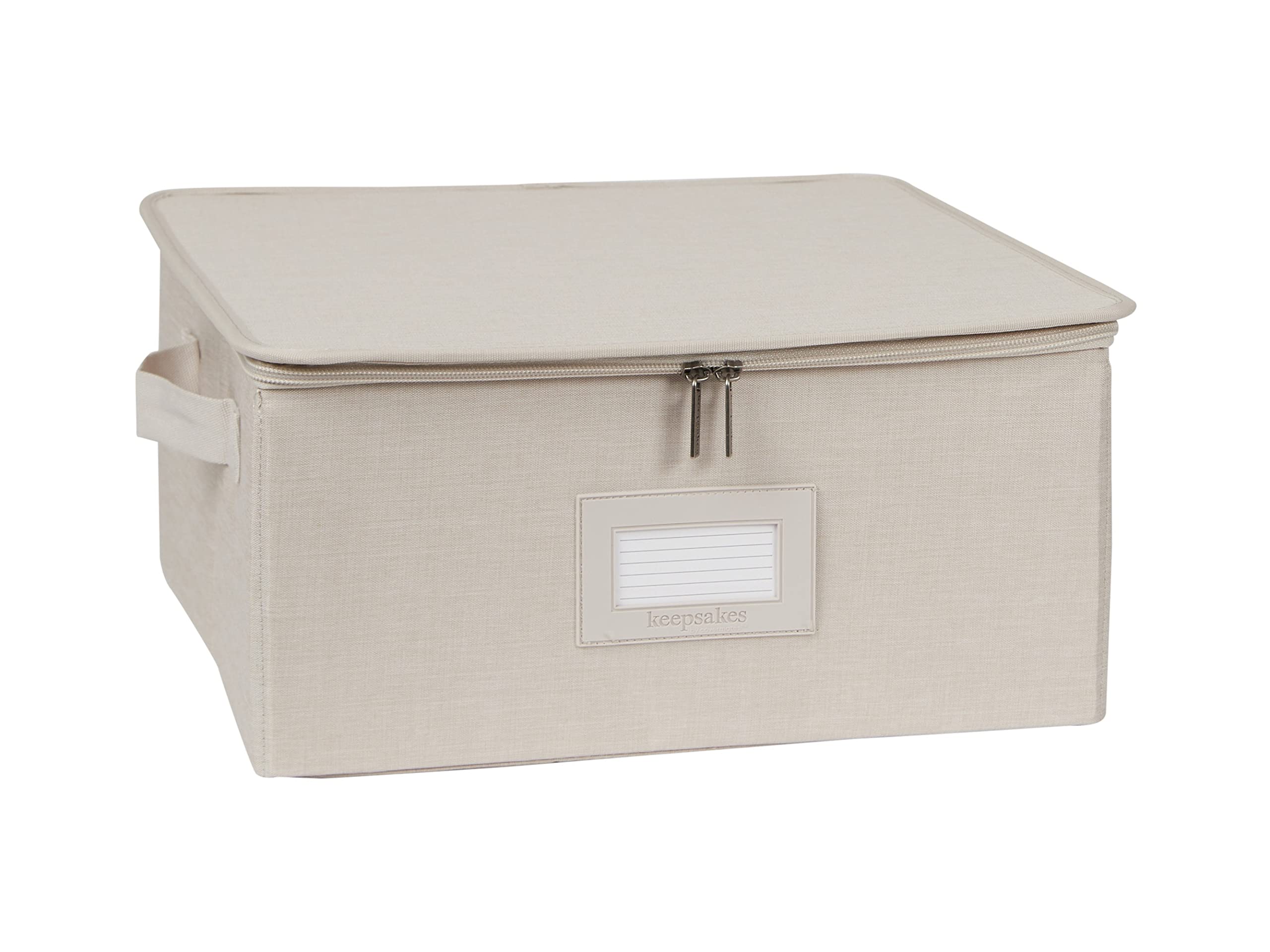 Covermates Keepsakes - Zip-Top Storage Box - Heavy Duty Polyester- Reinforced Handles - Stackable Design - Indoor Storage-Beige Heather