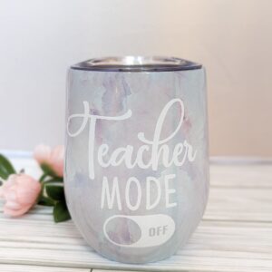 Teacher Mode Off - Stainless Steel Stemless Wine Tumbler (Rose Gold)