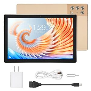 DAUZ FHD Tablet, Gold 8MP Front 16MP Rear Tablet 100-240V 2.4G 5G WiFi for Kids Entertainment for Android 12 (US Plug)