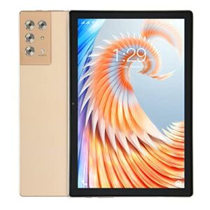 DAUZ FHD Tablet, Gold 8MP Front 16MP Rear Tablet 100-240V 2.4G 5G WiFi for Kids Entertainment for Android 12 (US Plug)