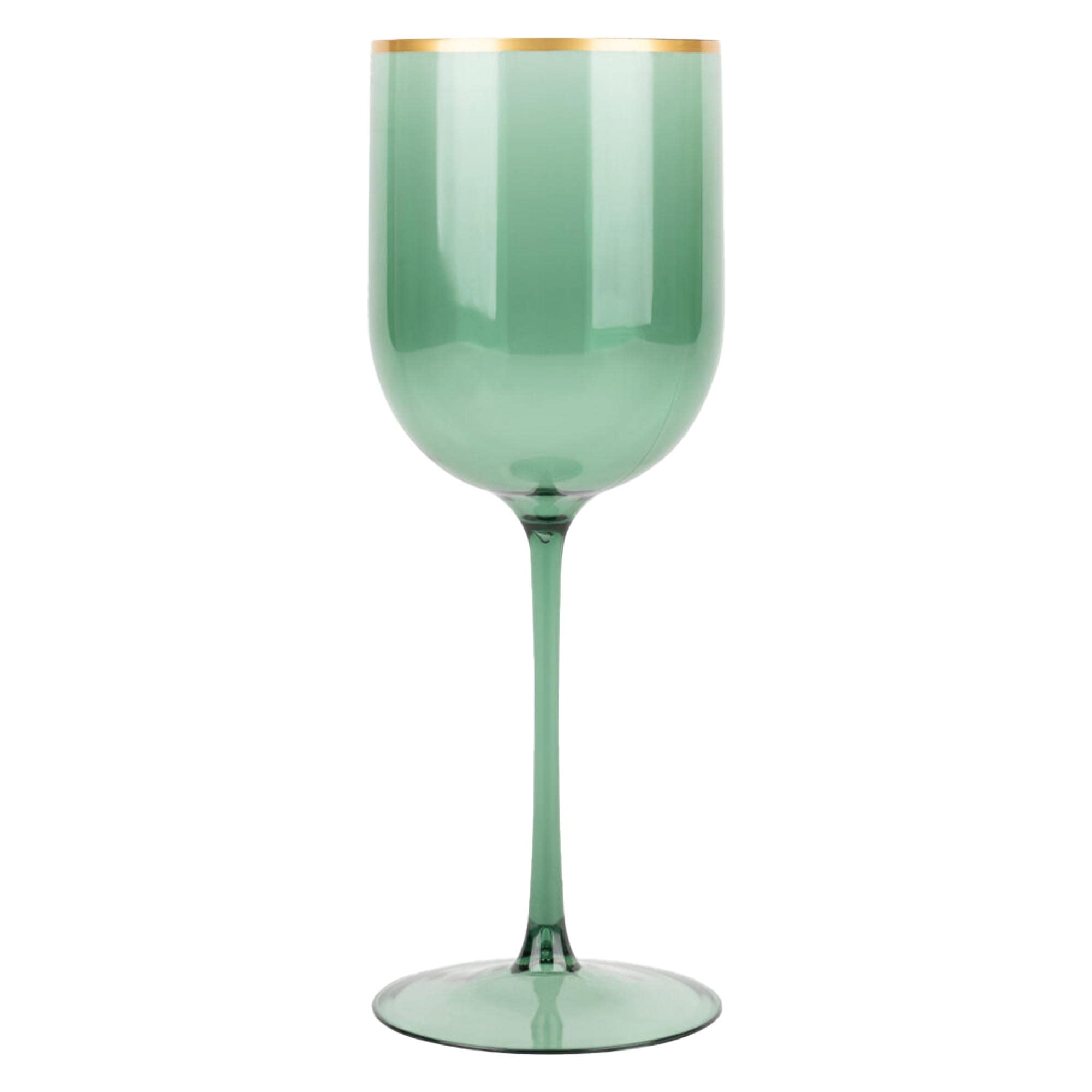 EcoQuality Translucent Plastic Green Wine Glasses with Gold Rim - 12 oz Wine Glass with Stem, Disposable Shatterproof Wine Goblets, Reusable, Elegant Drink Cup Tumblers Weddings, Party (10 PACK)