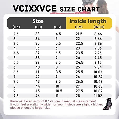 VCIXXVCE Women's Open Toe Dance Boots Ballroom Salsa Latin Ankel Booties Black High Heels Dance Shoes 4 Inch Heel, 8.5 US