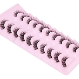 Half Lashes Natural Look Wispy 3D Cat Eye Lashes Fluffy Accent Corner False Eyelashes 12MM Half Eyelashes Mink Fake Eyelashes 10 Pairs Lightweight 3/4 Eyelashes Pack