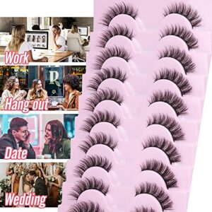 Half Lashes Natural Look Wispy 3D Cat Eye Lashes Fluffy Accent Corner False Eyelashes 12MM Half Eyelashes Mink Fake Eyelashes 10 Pairs Lightweight 3/4 Eyelashes Pack