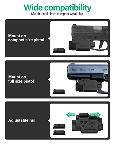 Gmconn Green Laser Light Combo, Tactical Pistol Light 650 Lumen LED Flashlight with Green Beam for Glock Taurus