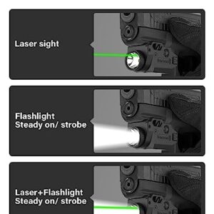 Gmconn Green Laser Light Combo, Tactical Pistol Light 650 Lumen LED Flashlight with Green Beam for Glock Taurus