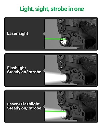 Gmconn Green Laser Light Combo, Tactical Pistol Light 650 Lumen LED Flashlight with Green Beam for Glock Taurus