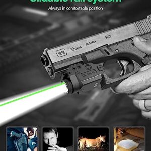 Gmconn Green Laser Light Combo, Tactical Pistol Light 650 Lumen LED Flashlight with Green Beam for Glock Taurus