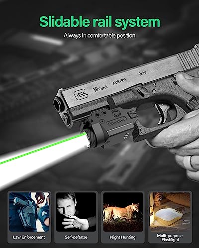 Gmconn Green Laser Light Combo, Tactical Pistol Light 650 Lumen LED Flashlight with Green Beam for Glock Taurus