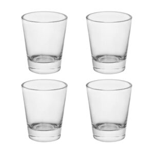 btgllas heavy base shot glasses, 1.5 oz sets of clear shot glass (4 pack), measuring cup for espresso, liquid, and wine - heavy glass (glass, 4pack)