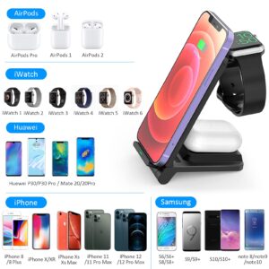 i.VALUX 3 in 1 Charging Station for Apple Devices, Foldable Travel Wireless Charger Stand Charging Dock for iPhone 15 14 13 12 11 Pro Max Plus XR XS 8 Plus, Apple Watch Series 9/8/7/6/5/4/3/2,AirPods