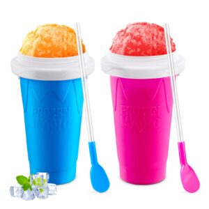 Slushy Maker Cup - TIK TOK Quick Frozen Magic Cup, Double Layers Slushie Cup, DIY Homemade Squeeze Icy Cup, Fasting Cooling Make And Serve Slushy Cup For Milk Shake, Smoothies, Slushies (350 ml, 2)