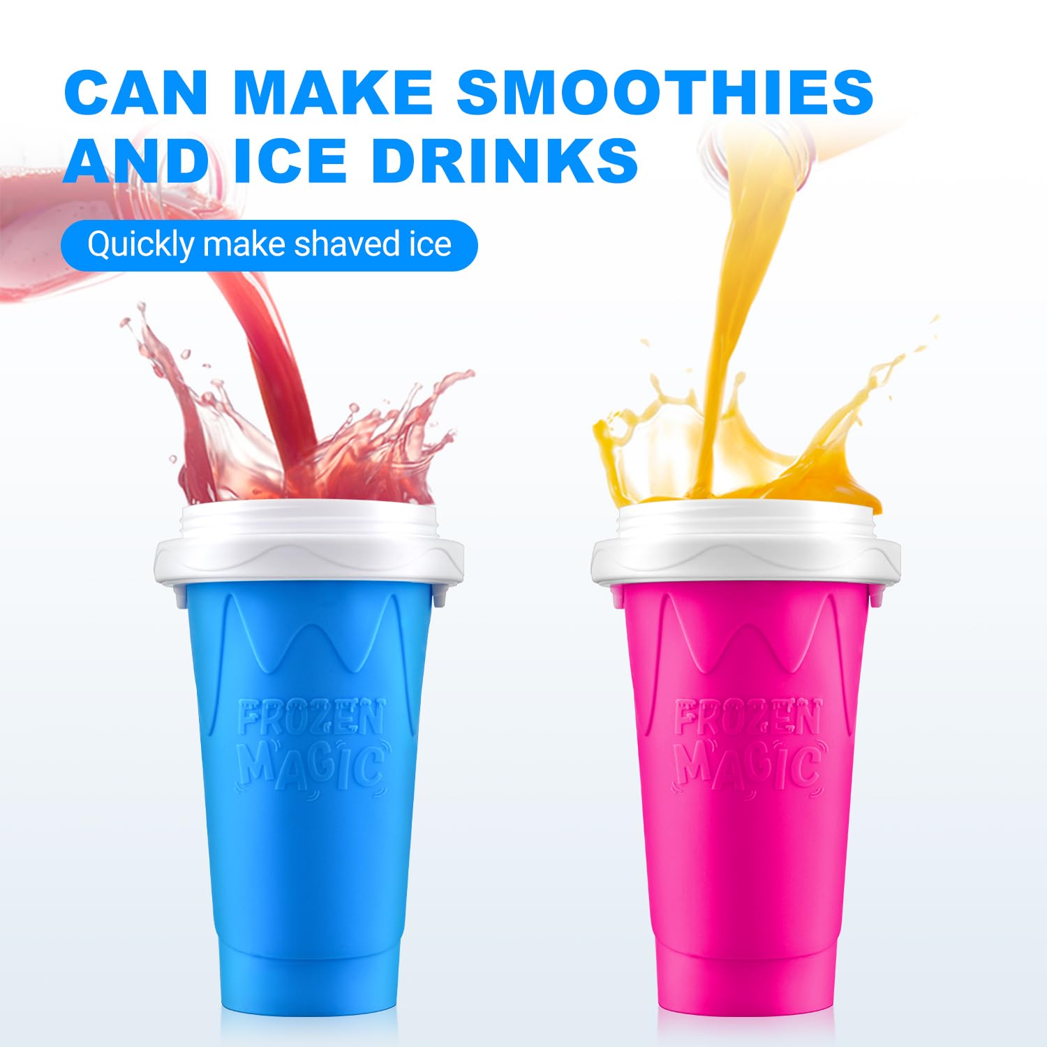 Slushy Maker Cup - TIK TOK Quick Frozen Magic Cup, Double Layers Slushie Cup, DIY Homemade Squeeze Icy Cup, Fasting Cooling Make And Serve Slushy Cup For Milk Shake, Smoothies, Slushies (350 ml, 2)