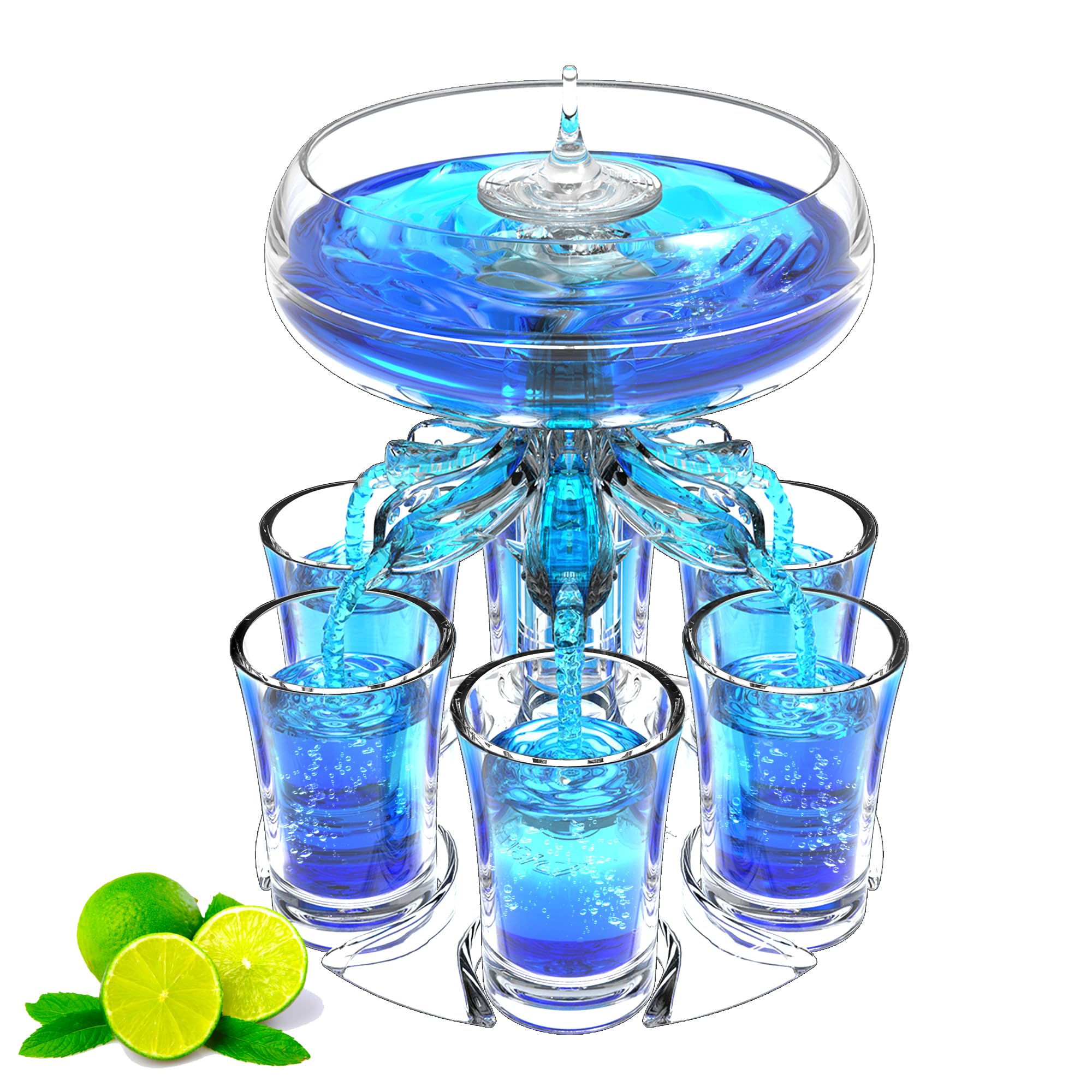 MOKOQI Shot Glasses Party Drink Dispenser with 6 Shot Glasses Set Liquid Beverage Drink Fountains for Parties on Birthday Wedding Holiday Fun Restaurants Accessories Home Gifts